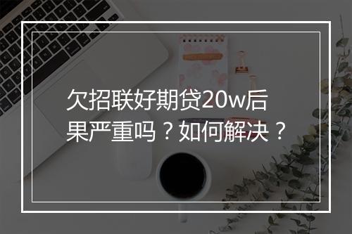 欠招联好期贷20w后果严重吗？如何解决？