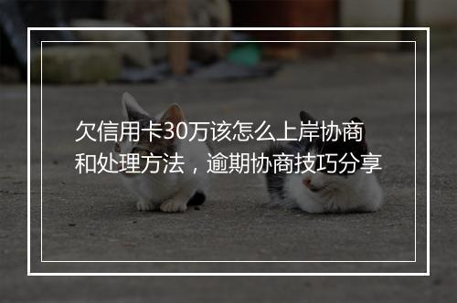 欠信用卡30万该怎么上岸协商和处理方法，逾期协商技巧分享