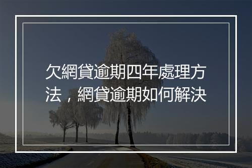 欠網貸逾期四年處理方法，網貸逾期如何解決