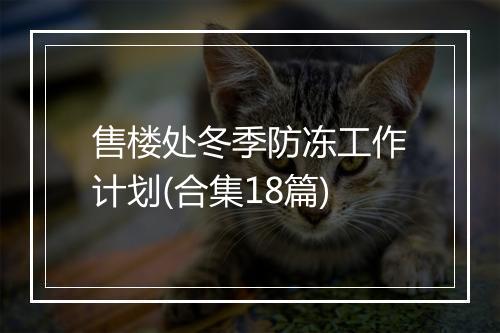 售楼处冬季防冻工作计划(合集18篇)