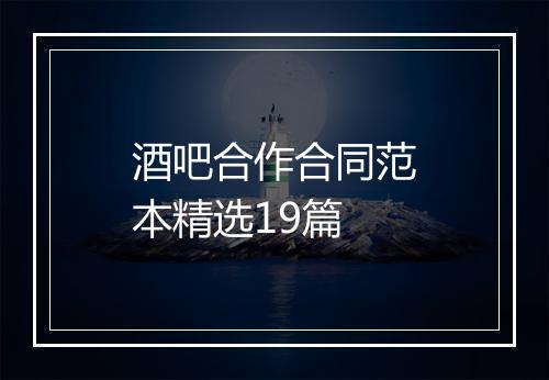 酒吧合作合同范本精选19篇