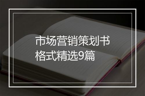 市场营销策划书格式精选9篇