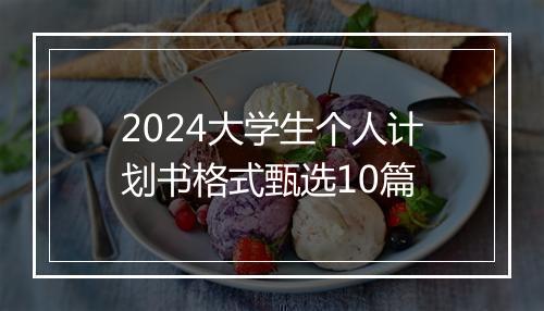 2024大学生个人计划书格式甄选10篇