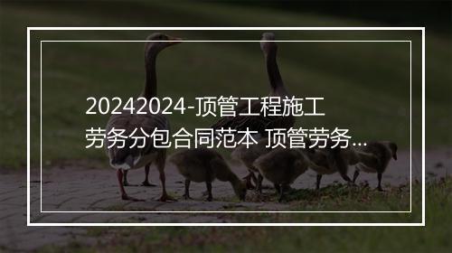 20242024-顶管工程施工劳务分包合同范本 顶管劳务分包单价