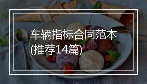 车辆指标合同范本(推荐14篇)