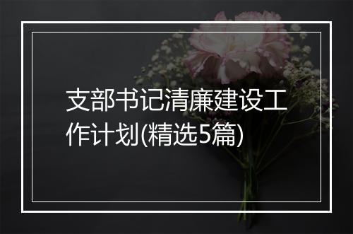 支部书记清廉建设工作计划(精选5篇)