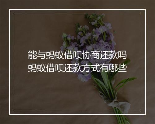 能与蚂蚁借呗协商还款吗蚂蚁借呗还款方式有哪些