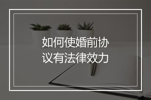 如何使婚前协议有法律效力
