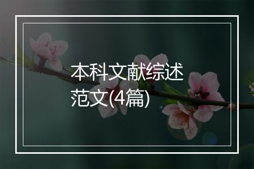 本科文献综述范文(4篇)