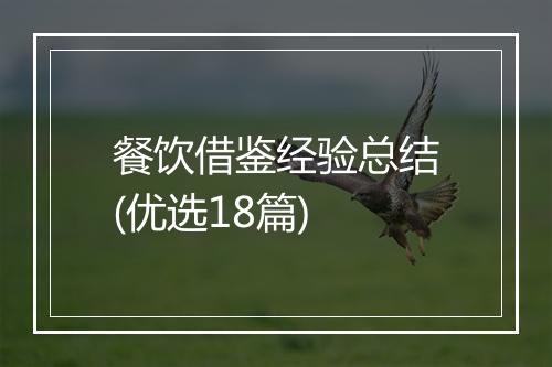 餐饮借鉴经验总结(优选18篇)