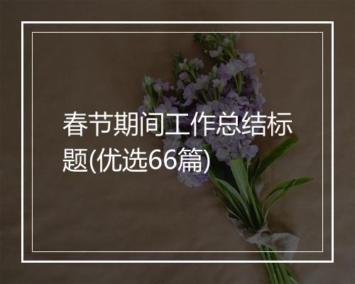 春节期间工作总结标题(优选66篇)