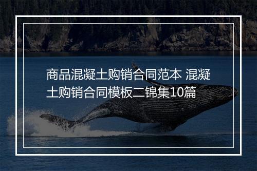 商品混凝土购销合同范本 混凝土购销合同模板二锦集10篇
