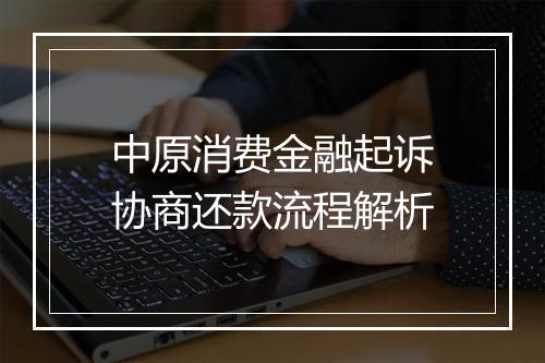 中原消费金融起诉协商还款流程解析