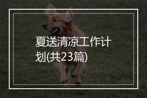 夏送清凉工作计划(共23篇)