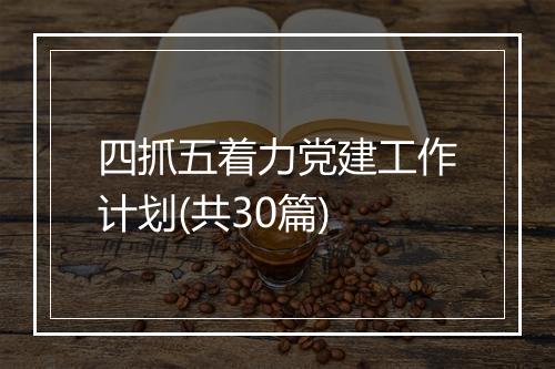 四抓五着力党建工作计划(共30篇)