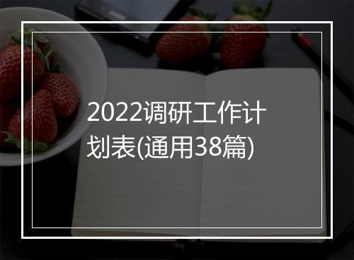2022调研工作计划表(通用38篇)