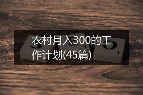 农村月入300的工作计划(45篇)