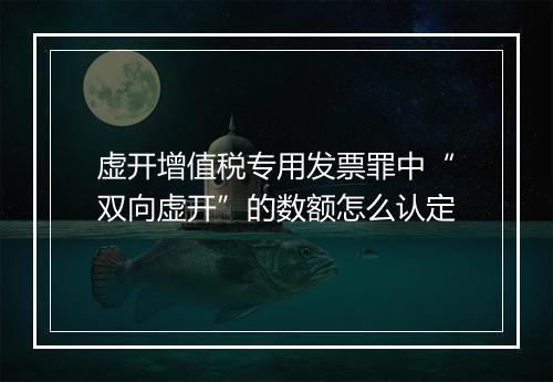 虚开增值税专用发票罪中“双向虚开”的数额怎么认定