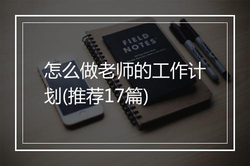 怎么做老师的工作计划(推荐17篇)