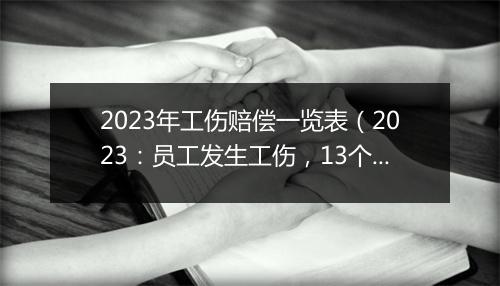2023年工伤赔偿一览表（2023：员工发生工伤，13个赔偿项目一览）