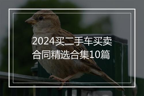 2024买二手车买卖合同精选合集10篇