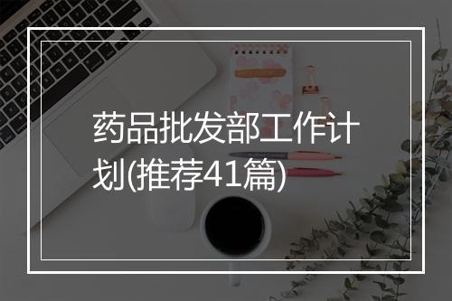 药品批发部工作计划(推荐41篇)