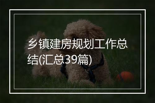 乡镇建房规划工作总结(汇总39篇)