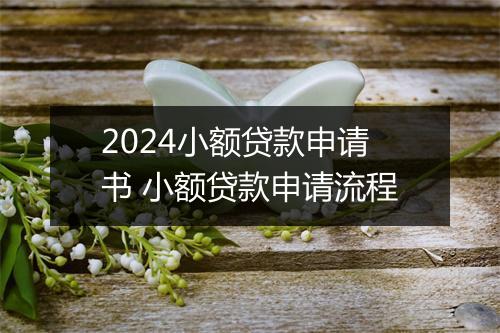 2024小额贷款申请书 小额贷款申请流程