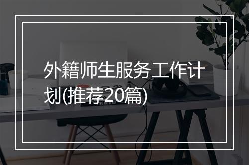 外籍师生服务工作计划(推荐20篇)