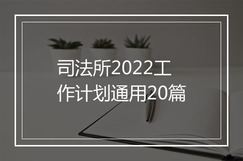 司法所2022工作计划通用20篇