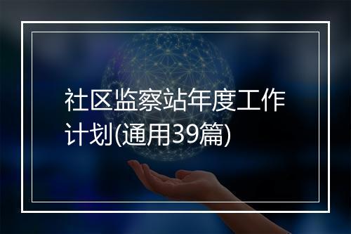 社区监察站年度工作计划(通用39篇)