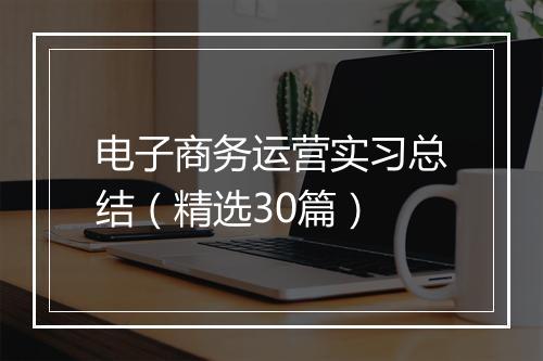 电子商务运营实习总结（精选30篇）