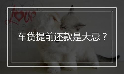 车贷提前还款是大忌？