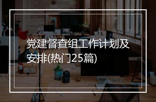 党建督查组工作计划及安排(热门25篇)