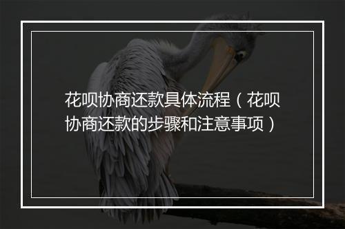 花呗协商还款具体流程（花呗协商还款的步骤和注意事项）