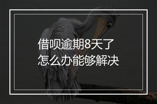 借呗逾期8天了怎么办能够解决