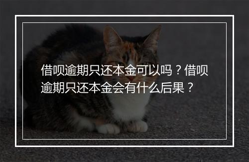 借呗逾期只还本金可以吗？借呗逾期只还本金会有什么后果？