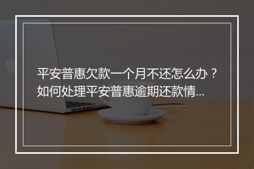 平安普惠欠款一个月不还怎么办？如何处理平安普惠逾期还款情况