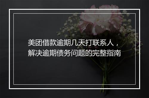 美团借款逾期几天打联系人，解决逾期债务问题的完整指南