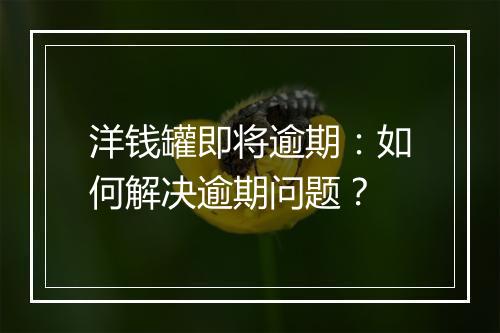 洋钱罐即将逾期：如何解决逾期问题？