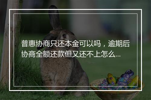 普惠协商只还本金可以吗，逾期后协商全额还款但又还不上怎么办
