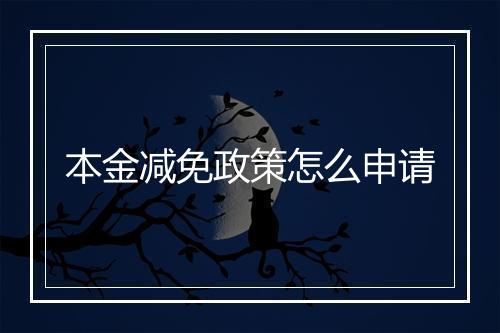 本金减免政策怎么申请