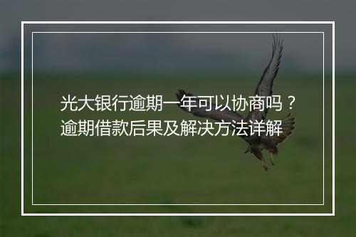 光大银行逾期一年可以协商吗？逾期借款后果及解决方法详解