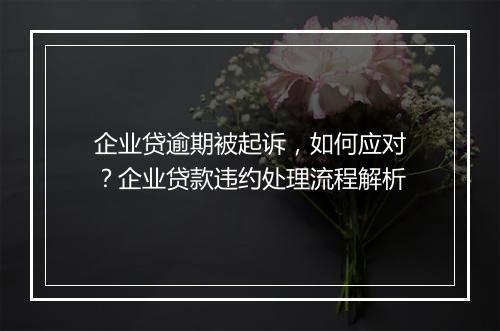 企业贷逾期被起诉，如何应对？企业贷款违约处理流程解析