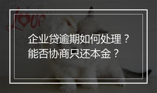 企业贷逾期如何处理？能否协商只还本金？