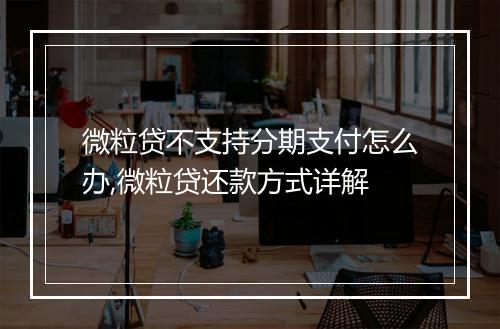 微粒贷不支持分期支付怎么办,微粒贷还款方式详解