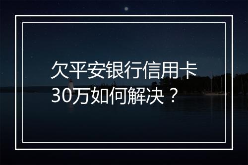 欠平安银行信用卡30万如何解决？