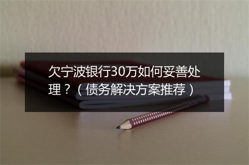 欠宁波银行30万如何妥善处理？（债务解决方案推荐）
