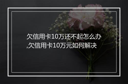欠信用卡10万还不起怎么办,欠信用卡10万元如何解决