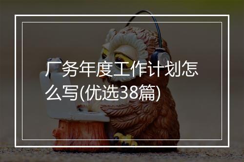 厂务年度工作计划怎么写(优选38篇)